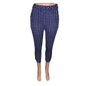 Free People Women's Pants Capri Blue and White Vertical Stripes Size XS